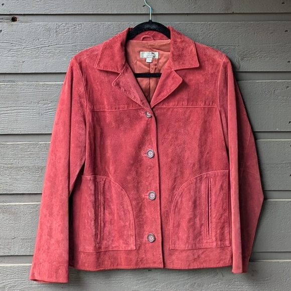 VTG 90s The Territory Ahead Brick Red Nubuck Leather Jacket Size Small - Picture 10 of 10